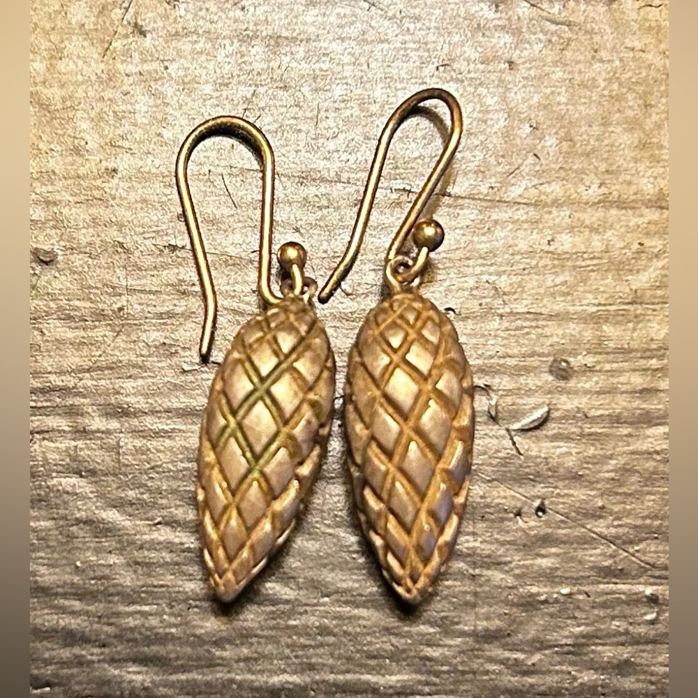 Vintage Ted Muehling Matte Silver Pinecone Earrings
